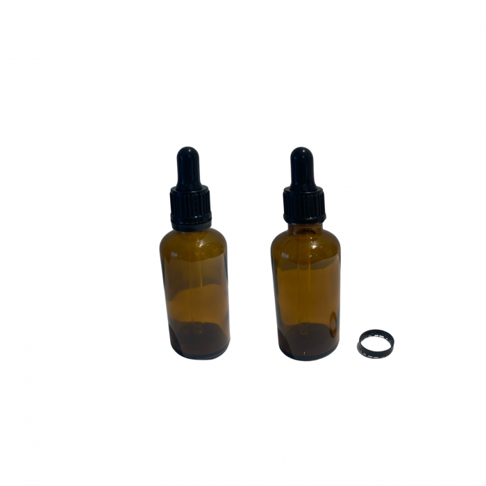 Sticla ambra cu pipeta si capac negru sigilabil 50ml - set 2 buc [5]