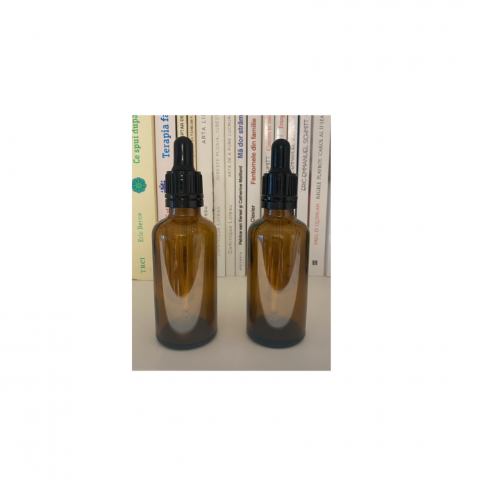 Sticla ambra cu pipeta si capac negru sigilabil 50ml - set 2 buc [4]
