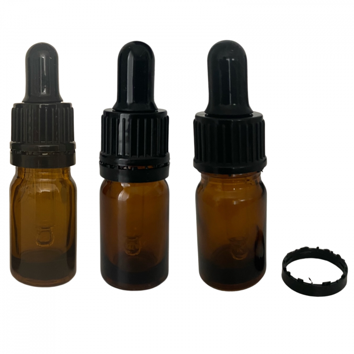 Sticla ambra cu pipeta si capac negru sigilabil 5ml - set 5 buc [5]