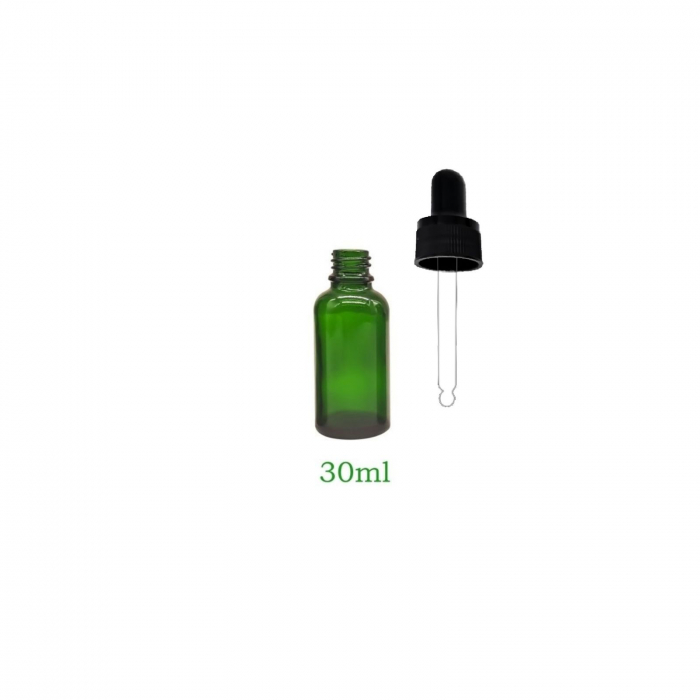 Sticla verde cu pipeta si capac negru 30ml - set 2 buc [3]