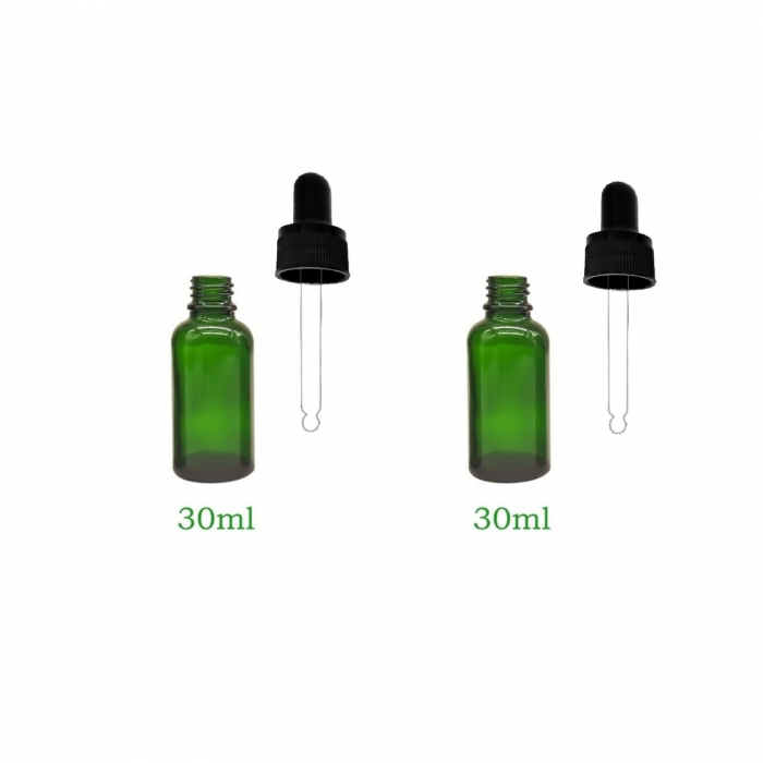 Sticla verde cu pipeta si capac negru 30ml - set 2 buc [2]