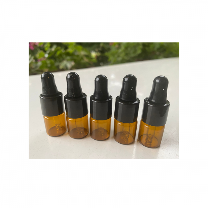 Sticluta ambra cu pipeta si capac negru 2ml - set 5 buc [4]