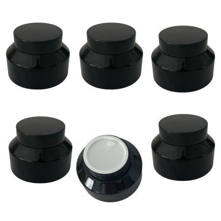 Borcane pentru creme si sticlute pentru lotiuni - Borcan din sticla neagra 100ml - 6 bucati