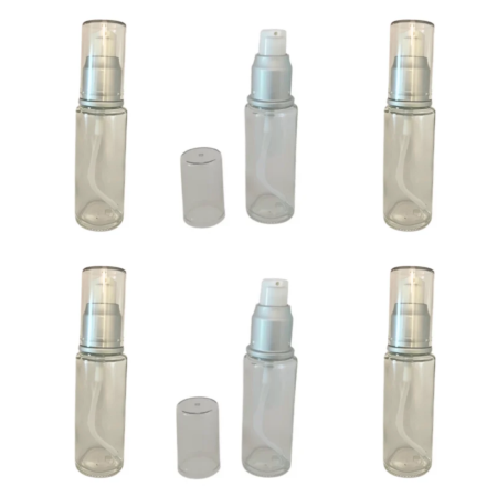 Borcane pentru creme si sticlute pentru lotiuni - Sticla transparenta cu pompa 30ml - 6 bucati