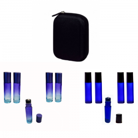 Genti si organizatoare uleiuri esentiale - Geanta + 10 sticlute rollon albastre de 10ml
