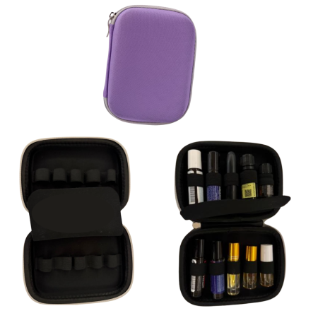 Geanta pentru 10 sticlute uleiuri esentiale de tip rollon,  culoare mov [3]