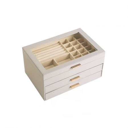 Organizator bijuterii cu 3 compartimente, 26,5x18x13,5cm, alb [0]