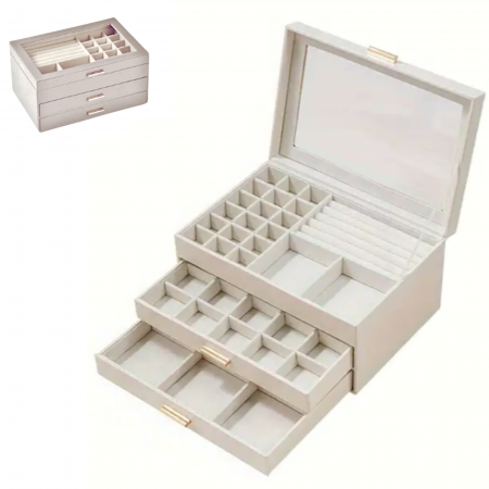 Organizator bijuterii cu 3 compartimente, 26,5x18x13,5cm, alb [1]