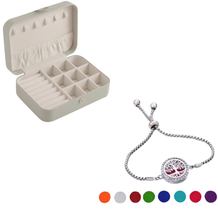 Bijuterii Aromaterapie - Pachet: Organizator alb de bijuterii si  Bratara aromaterapie copacul vietii