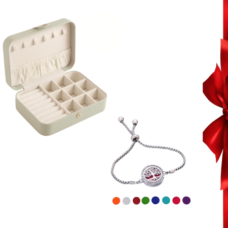 Pachete de Craciun - Pachet: Organizator alb de bijuterii si  Bratara aromaterapie copacul vietii