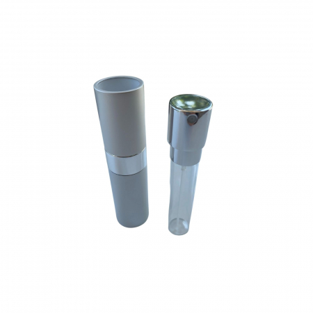 Recipient sticla cu spray 10ml. in carcasa aluminiu , culoare argintie [2]
