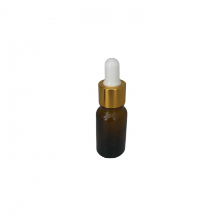 Sticla ambra cu pipeta si capac alb-auriu 5ml - set 5 buc [2]
