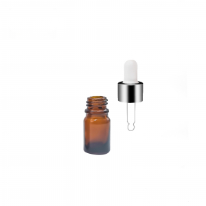 Sticla ambra cu pipeta si capac alb-argintiu 5ml - set 5 buc [1]