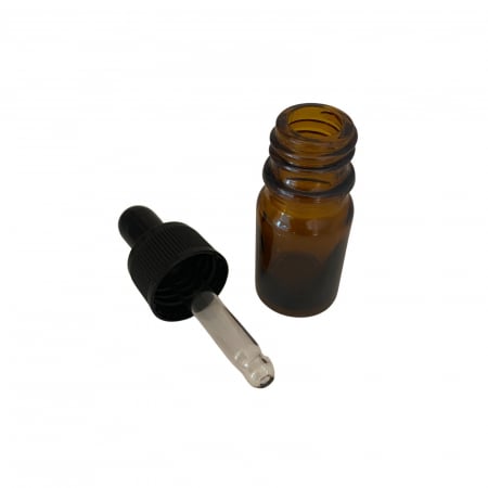 Sticla ambra cu pipeta si capac negru 5ml- set 5 buc [1]