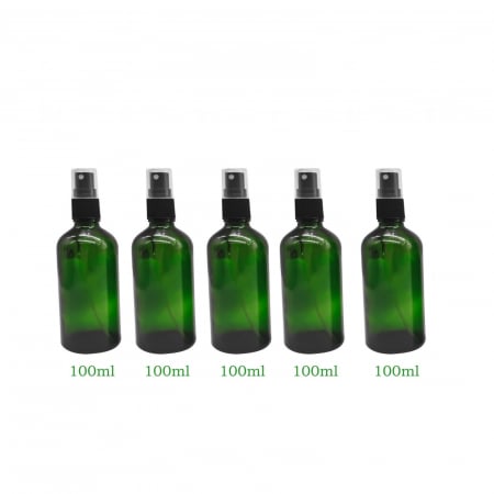 Recipient sticla verde cu spray 100ml  - set 5 buc [0]