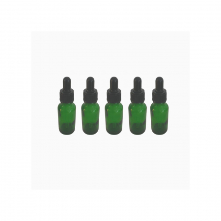Sticla verde cu pipeta si capac negru 15ml  - set 5 buc [1]