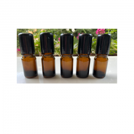 Recipient rollon ambra 5ml, cu capac negru  - set 5 buc [7]