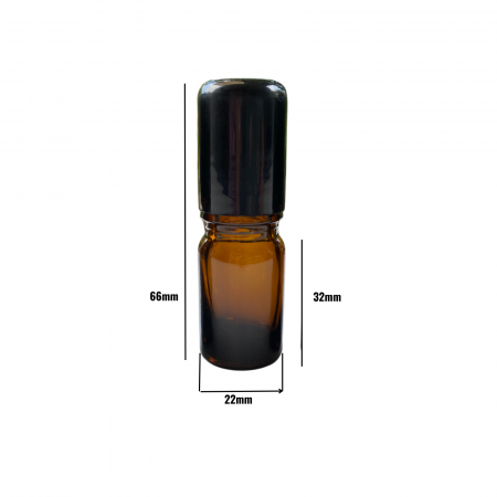 Recipient rollon ambra 5ml, cu capac negru  - set 5 buc [1]