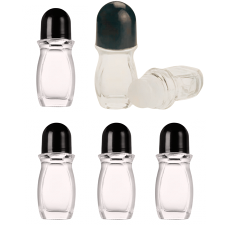 Sticlute rollon si creioane aromaterapie - Recipient rollon sticla 50ml - 6 bucati