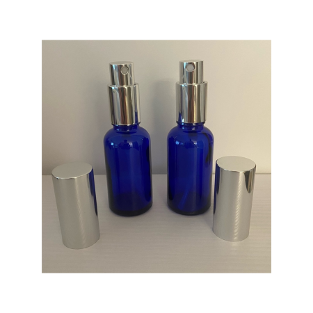 Recipient sticla albastra 30ml. cu capac spray  argintiu  - set 2 buc [6]
