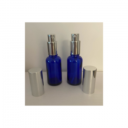 Recipient sticla albastra 30ml. cu capac spray  argintiu  - set 2 buc [5]
