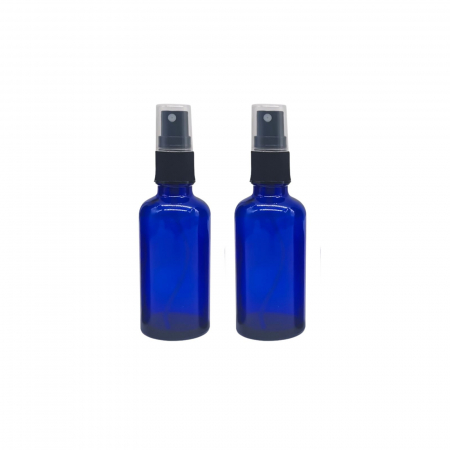 Recipient sticla albastra cu spray negru 50ml - set 2 buc [3]