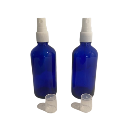 Recipient sticla albastra cu spray alb 100ml - set 2 buc [1]