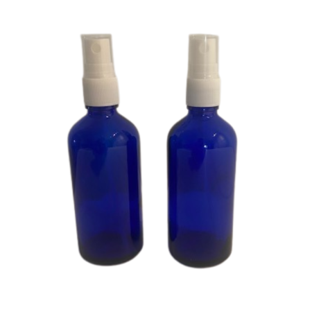 Sticlute cu pulverizator spray - Recipient sticla albastra cu spray alb 100ml - set 2 buc