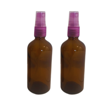 Sticlute cu pulverizator spray - Recipient sticla ambra cu spray mov 100ml - set 2 buc