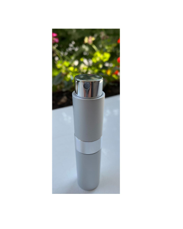 Sticlute pentru parfum - Recipient sticla cu spray 10ml. in carcasa aluminiu , culoare argintie