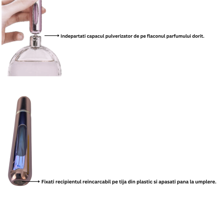Recipient sticla cu spray 8ml in carcasa aurie, reincarcabil [3]