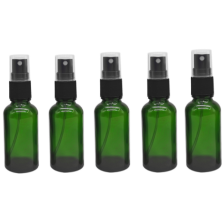 Sticlute cu pulverizator spray - Recipient sticla verde cu spray 10ml - set 5 buc