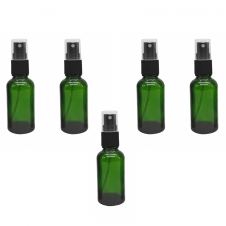Sticlute cu pulverizator spray - Recipient sticla verde cu spray 15ml - set 5 buc