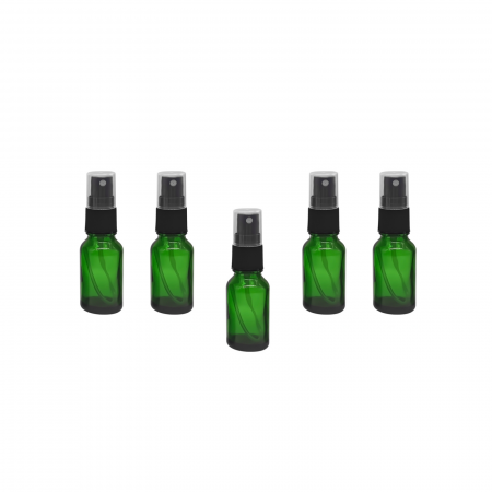 Recipient sticla verde cu spray 15ml - set 5 buc [3]