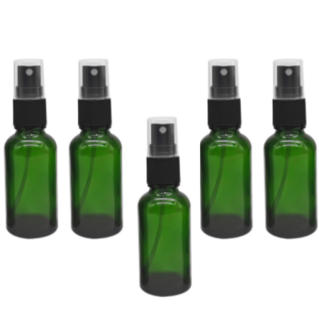 Sticlute cu pulverizator spray - Recipient sticla verde cu spray 15ml - set 5 buc