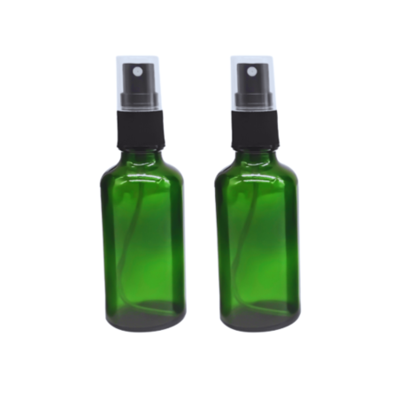 Sticlute cu pulverizator spray - Recipient sticla verde cu spray 50ml - set 2 buc