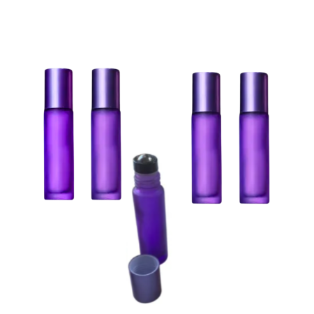 Sticlute rollon si creioane aromaterapie - Rollon mov frosted 10ml - set 5 buc