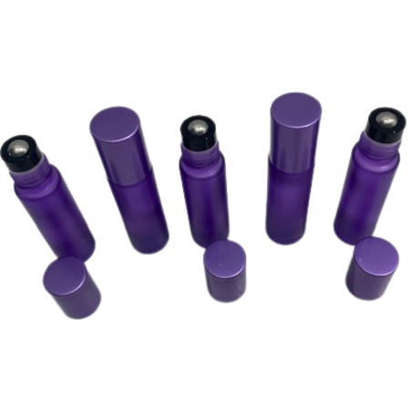 Sticlute rollon si creioane aromaterapie - Rollon mov frosted 10ml - set 5 buc