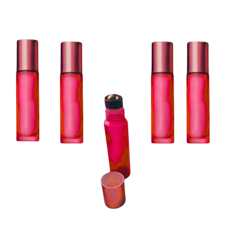 Sticlute rollon si creioane aromaterapie - Rollon rosu frosted 10ml - set 5 buc