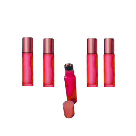 Sticlute rollon si creioane aromaterapie - Rollon rosu frosted 10ml - set 5 buc