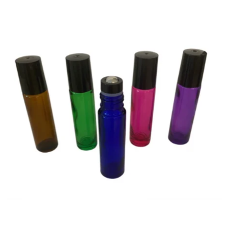 Sticlute rollon si creioane aromaterapie - Rollon sticla colorata 10ml - set 5 buc
