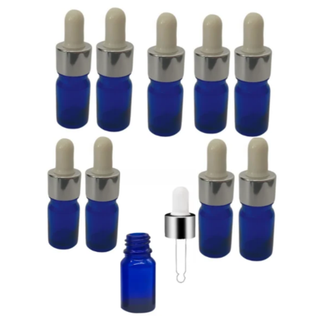 Sticlute cu pipeta - Set 10 recipiente cu pipeta sticla albastra, 10ml