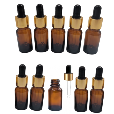 Sticlute cu pipeta - Set 10 recipiente cu pipeta sticla bruna, 10ml