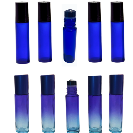 Sticlute rollon si creioane aromaterapie - Set 10 sticlute albastre cu rollon de 10ml