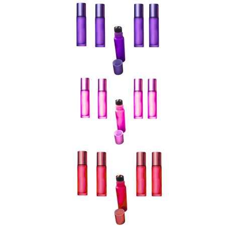 Sticlute rollon si creioane aromaterapie - Set 15 recipiente colorate cu rollon de 10ml