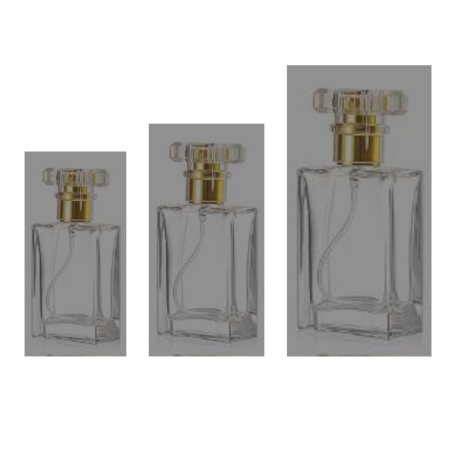 Sticlute pentru parfum - Set 3 recipiente pentru parfum, 30ml, 50ml, 100ml, Rectangle