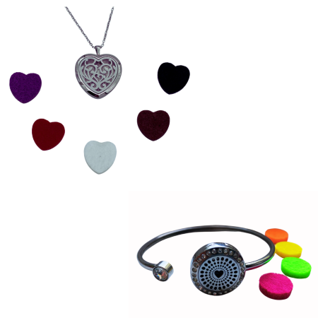 Bijuterii Aromaterapie - Set cu pandantiv si bratara aromaterapie, model inima