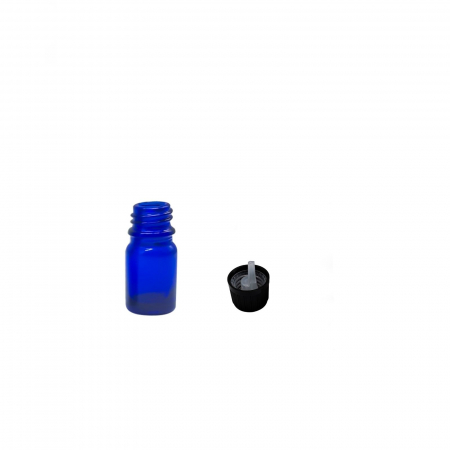 Sticla albastra cu capac picurator sigilabil negru 5ml  - set 5 buc [1]