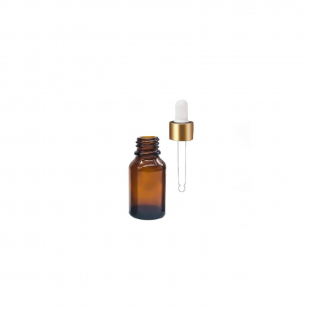 Sticla ambra cu pipeta si capac alb-auriu 10ml - set 5 buc [1]