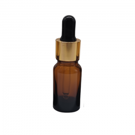 Sticla ambra cu pipeta si capac negru-auriu 10ml - set 5 buc [3]